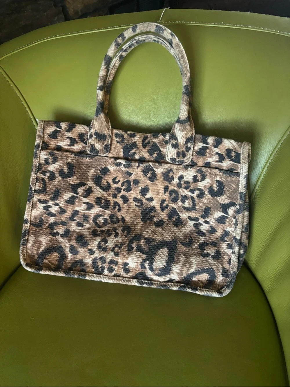 Vince Camuto Orla Leopard Print Canvas Tote Bag Caramel Brown Mini Shopper - Picture 1 of 8